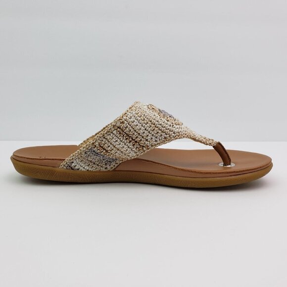 The Sak Shana Womens Size 9 Sand Stripe Crochet Thong Flip Flop Sandals 106502 - Picture 4 of 12